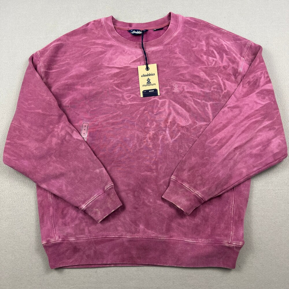 Chubbies Sweatshirt Men Medium Pink Cozy Rosy Crewneck Pebble Wash Comfort Knit